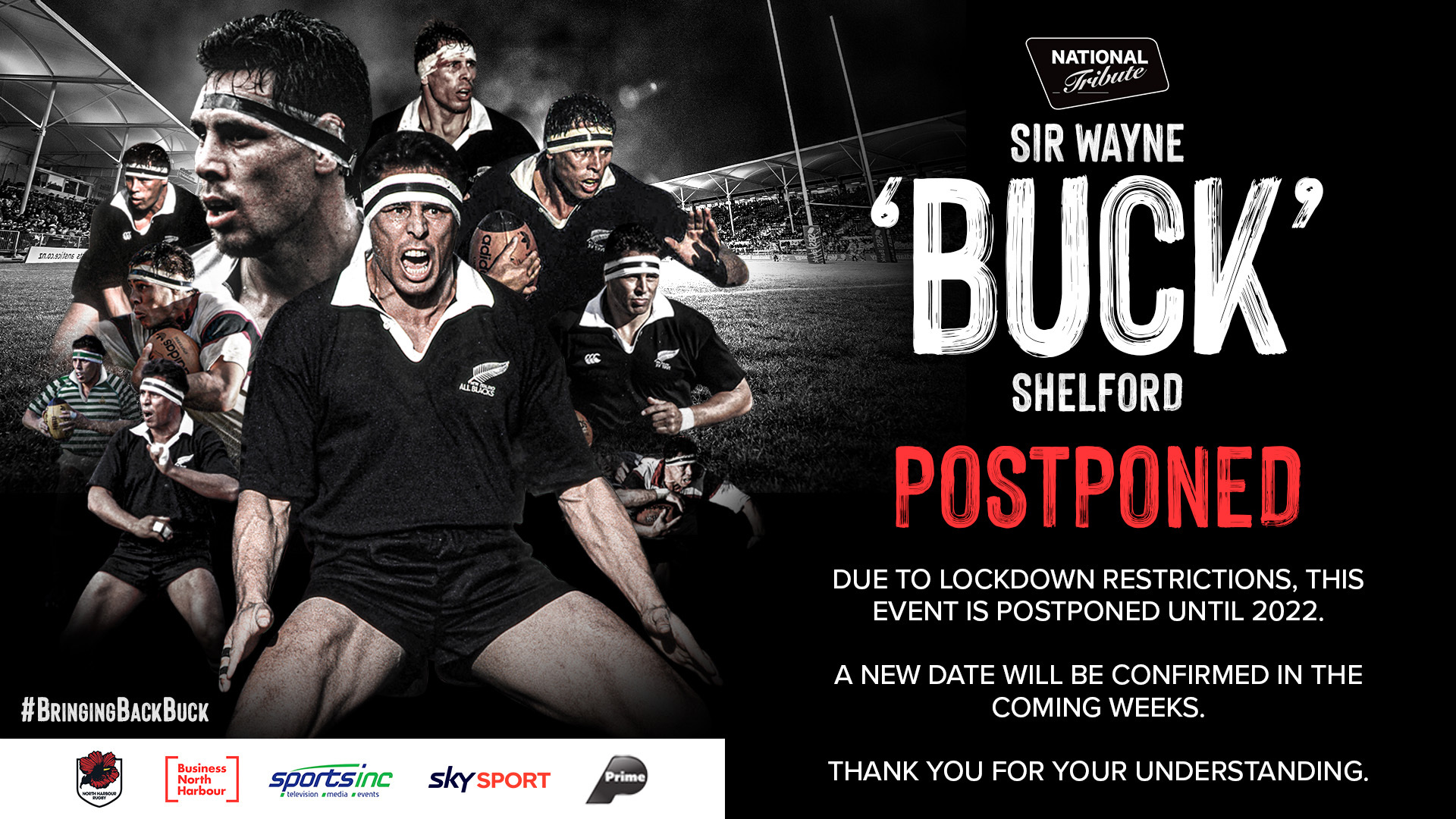 Buck Shelford Banner - Postponed